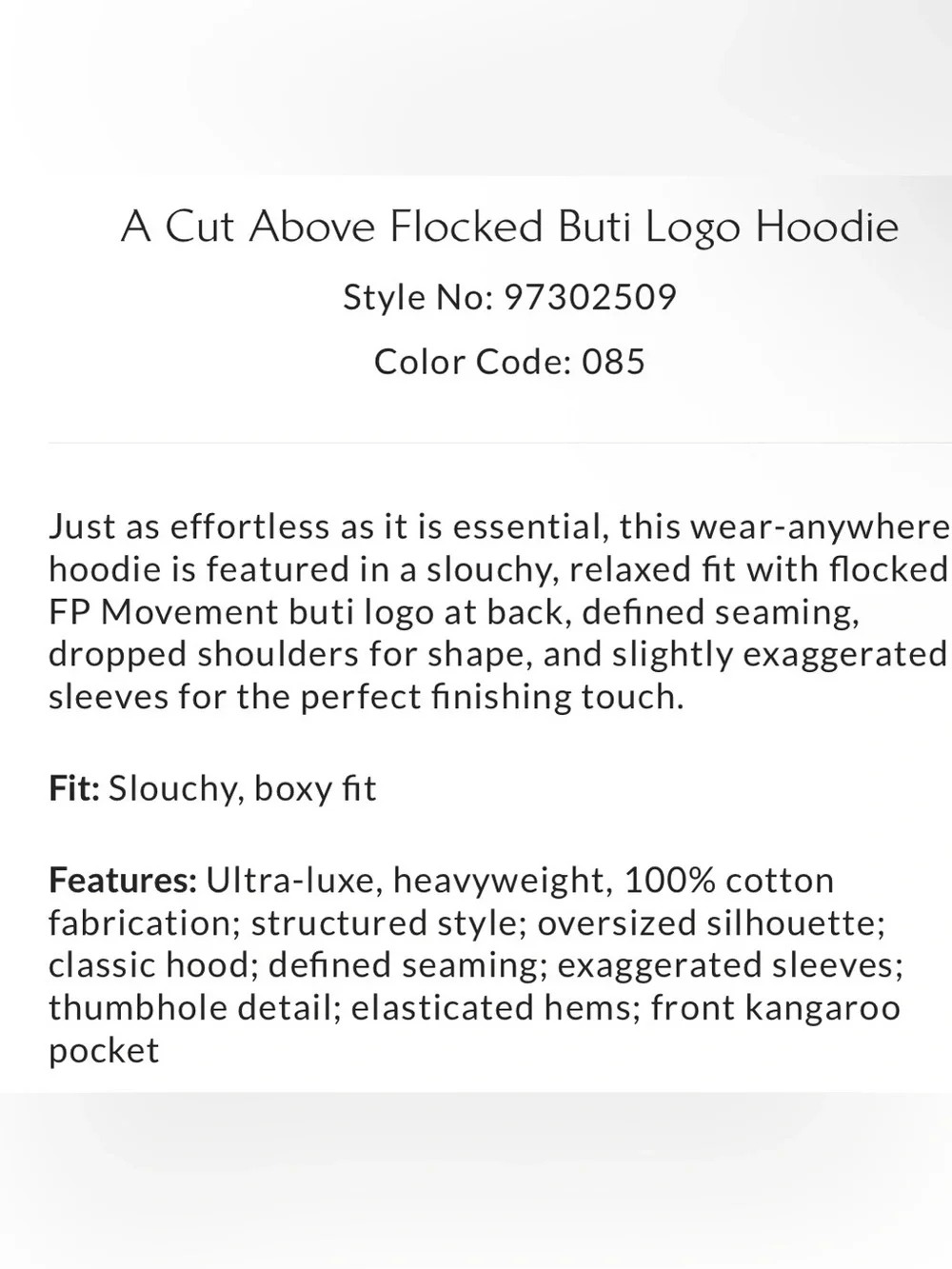Free People Movement A Cut Above Flocked  Buti Logo Hoodie Size Small NWOT - Picture 4 of 13